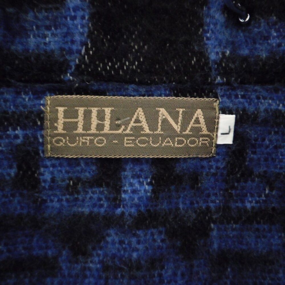 Hilana Quito Ecuador Cropped Jacket Mohair Wool Blend Lama Blue Black Large - Picture 4 of 6